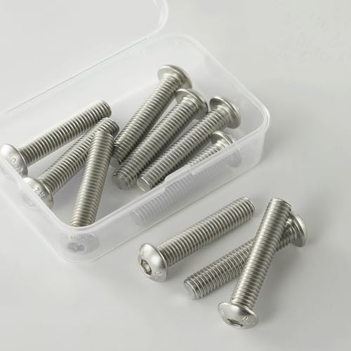 M10x1.5 Bolt, M10 x 55mm Button Head Socket Cap Bolts Screws,304 Stainless Steel(A2-70), Allen Hex Drive, Bright Finish, Fully Threaded, Quantity 6 - size: M10 x 55mm(6PCS)