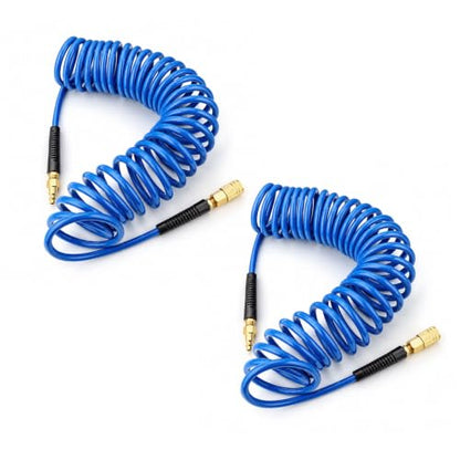 2PCS Polyurethane Recoil Air Hose, 1/4" ID by 25FT, Blue - color: Blue, size: 1/4" ID x 25FT