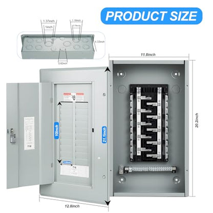 THQL Circuit Breaker Panels,20-Space, 125A Circuit Breaker Distribution Box, 120V/240V Circuit Breaker Electrical Enclosure,Indoor Main Lug Load Center - style: 20 SPACE