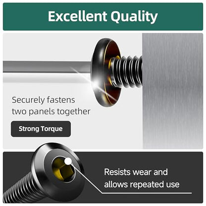 20Pcs M6-1.0 x 60mm Flat Head Socket Cap Screws Bolts 304 Stainless Steel Black Zinc Plated Furniture Bolts, Fully Threaded M6 Bolt with Hex Spanner - size: M6 x 60mm