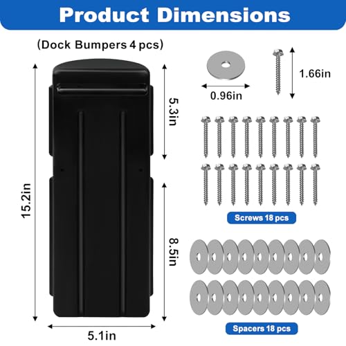 Dock Bumpers, Boat Dock Bumper Fender for Edge & Side, Marine-Grade PVC Fenders Guards for Docking, UV-Resistant, Edge Protection & Dock Guard, Includes 304 Stainless Hardware, 4Pack - Black - style: 4PACK-BLACK