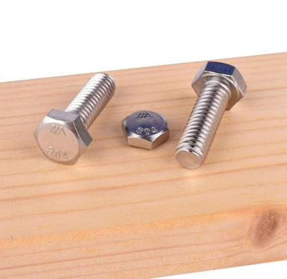 3/8-16 x 2-1/2" Hex Bolt (1/2" to 3" Available),External Hex Head Screw, Fully Threaded, 304 Stainless Steel 18-8, 5Pcs - size: 3/8-16 x 2-1/2" (5Pcs)