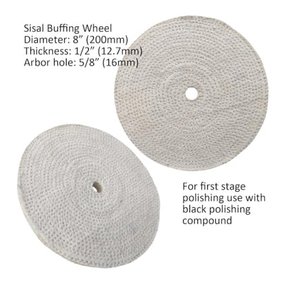 8" Stainless Steel Polishing Buffing Kit for Bench Grinder, 5/8" Hole-6pc