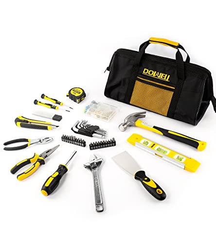 DOWELL 146PCS Homeowner Tool Set, Household Repairing Tool Kit with 14-Inch Wide Mouth Open Storage Tool Bag - size: 146 PCS