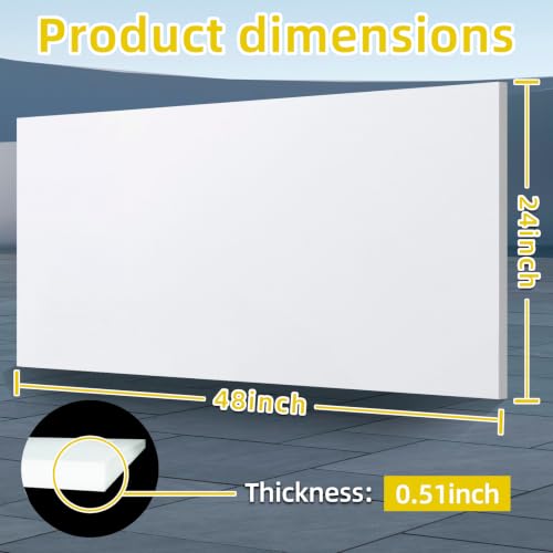 1 Pcs 1/2" X 24'' X 48'' White Hdpe Plastic Sheet Flexible High Density Polyethylene Cutting Board, Solid Plastic Block, for CNC, Machining, Industrial, DIY Projects - color: White