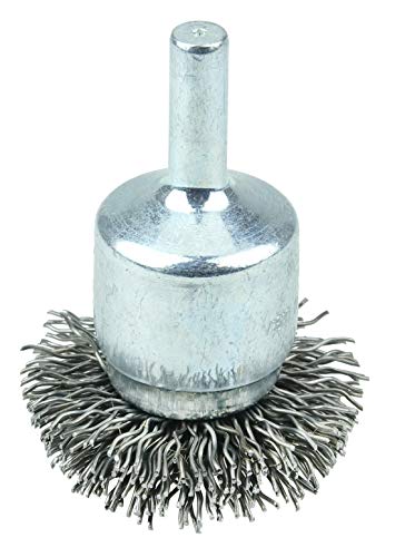 Weiler 10038 1-1/2" Circular Flared Crimped Wire End Brush, .020" Steel Fill, Made in the USA - size: 0.020 Wire Size, style: Steel