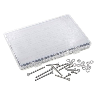 1050PCS M1.4-M2.5 304 SS Socket Head Cap Screws Nuts Flat Washers Kit