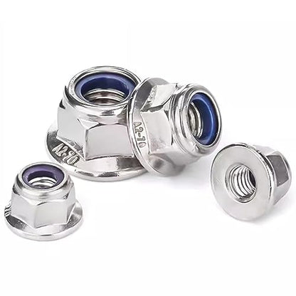 M10-1.5 Flange Nylon Insert Lock Nuts, 18-8 Stainless Steel 304, Pack of 10 - size: M10