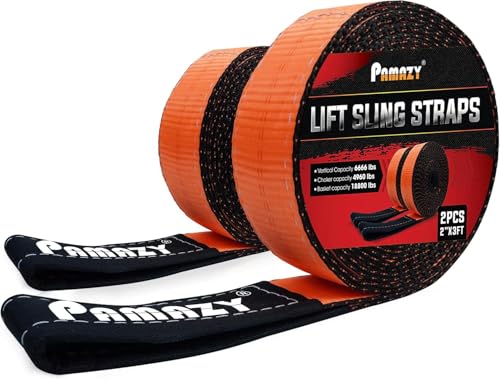 2”x3’ Sturdy Lift Sling Straps, 18800lbs Heavy Duty Lifting Web Sling—2 PCS - size: 2 Pack 2”x3FT