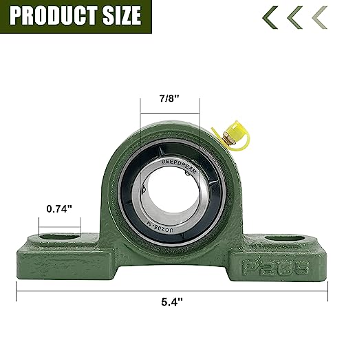 2Pcs UCP205-14 Pillow Block Bearing 7/8" inch Shaft Cast Iron p205 Bearings with 7/8" Bore Mounted Bearing Block Self Alignment - size: UCP205-14-2pcs
