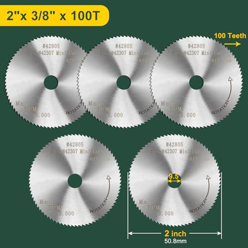 HSS Saw Blade, Cutting Disc with 2 inch Diameter 9.5mm Kerf, 5Pack