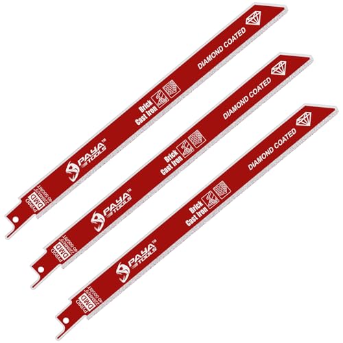 3-Piece 9 inch 40-50 Grit Diamond-Grit Edge Reciprocating Saw Blade for Masonry, Fiber Cement & Fiberglass - size: 9-Inch