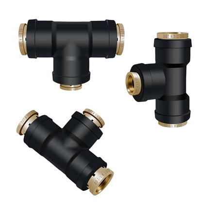 1/2" DOT Air Line Fittings Tee 3PCS, 1/2" OD x 1/2" OD x 3/8" OD - color: 1/2" * 1/2" * 3/8" 3PCS