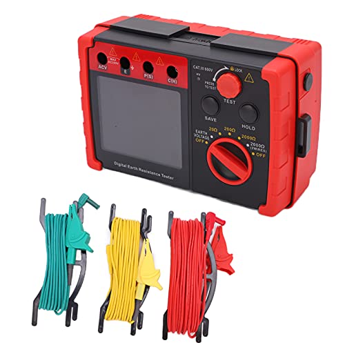Eujgoov Digital Earth Resistance Tester, 2000 Ohm Ground Resistance Meter