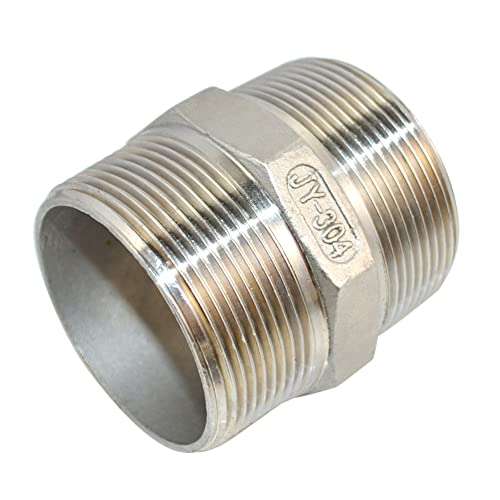 2" x 2" NPT Male Threaded Hex Nipple,Stainless Steel 304 Quick Coupler Pipe Fitting - size: 2 Inch
