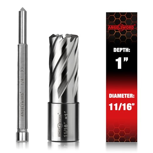 ANGELSWORD M2 HSS Annular Cutter,Diameter 11/16" x Depth 1",Mag Drill Bit - size: E. 11/16" Diameter, style: HSS 1" Cut Depth