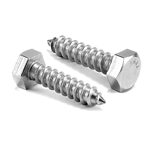 1/4" x 1-1/4" Hex Head Lag Screws Bolts 20Pcs 304 Stainless Steel 18-8, Partial Thread, Hexagon Head Wood Screws by SG TZH - size: 1/4-20 x 1-1/4"