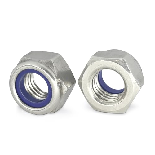 M6-1.0 Nylon Insert Lock Nuts, 50pcs Stainless Steel 304 (18-8) Lock Nuts with Nylon Insert. - color: Silver, size: M6-1.0