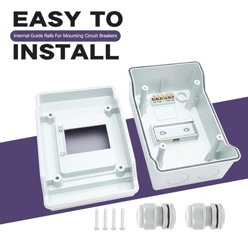 4 Way Distribution Protection Box,ABS/PC Alloy Plastic Transparent Cover Circuit Breaker Box IP66 Waterproof Distribution Box with DIN Rail and Waterproof Connector - size: HS-4