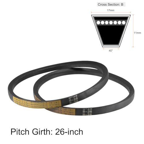 uxcell B26 V-Belts 26" Pitch Length, B-Section Rubber Drive Belt 2pcs - size: 26"