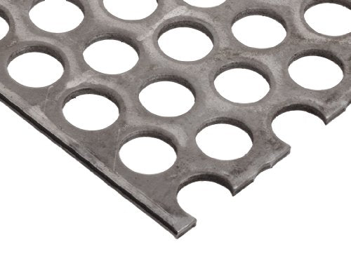 A36 Carbon Steel Perforated Sheet, Unpolished (Mill) Finish, Hot Rolled, Staggered 0.5" Holes, ASTM A36, 0.12" Thickness, 11 Gauge, 12" Width, 12" Length, 0.6875" Center to Center, OnlineMetals
