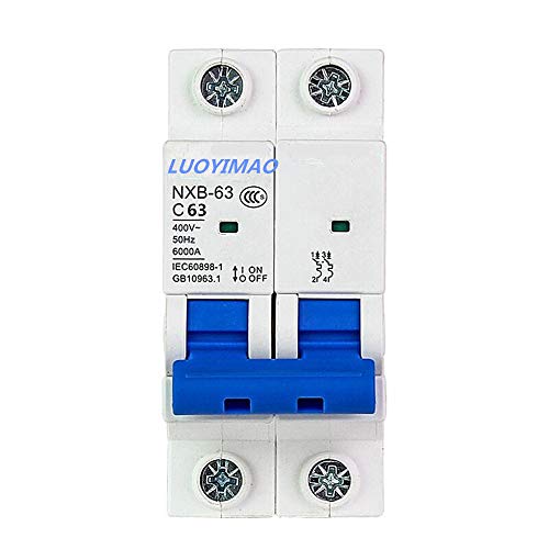 2 Poles 63A 400V Low-Voltage Miniature Circuit Breaker Din Rail Mount NXB-63A/C63 (C63/63A)