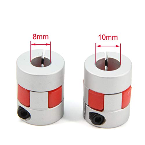 2PCS 8mm to 10mm Aluminium Plum Flexible Shaft Coupling Diameter20mm Length25mm 8x10mm Motor Connector Flexible Coupler for 3D Printer CNC Machine and Servo Stepped Motor（8x10mm） - size: D20 L25, style: 8x10mm