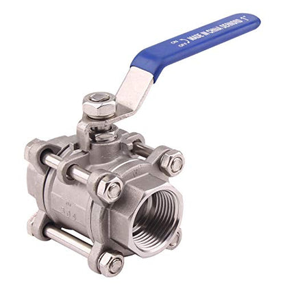 DERNORD Ball Valve 1 Inch NPT Threaded - Stainless Steel 304 Female 3 Piece Full Port (1" NPT Female) - size: 1" NPT Female