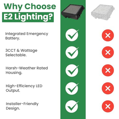 E2 LIGHTING 10x10 LED Canopy Light, 3CCT, 7150lm, Dimmable Outdoor Fixture - color: Dark Bronze no Battery