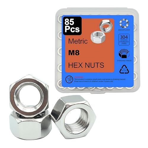 85Pcs M8 Hex Nuts, 304 Stainless M8 Nut, Coarse Thread M8 Nuts - size: Metric M8-1.25---85Pcs