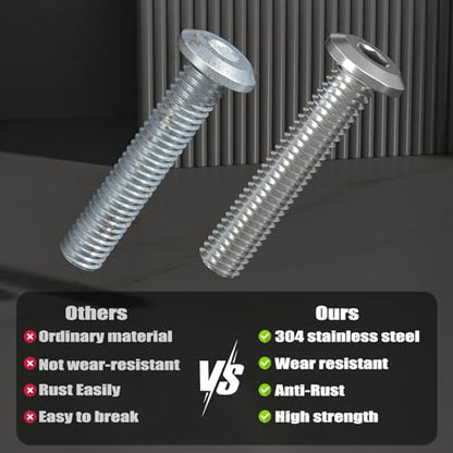 VGBUY M6-1.0 x 60 mm 28Pcs Flat Head Hex Socket Cap Screws Bolts,304 Stainless Steel 18-8,Full Thread,Hex Spanner Included (VG30114) - size: M6 x 60-28pcs