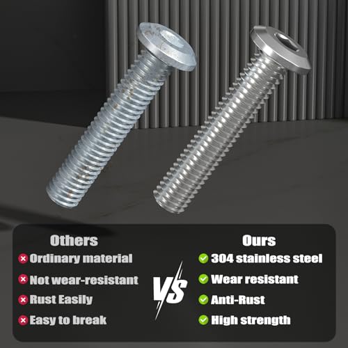 VGBUY M6-1.0 x 50 mm 30Pcs Flat Head Hex Socket Cap Screws Bolts,304 Stainless Steel 18-8,Full Thread,Hex Spanner Included (VG30112) - size: M6 x 50-30pcs