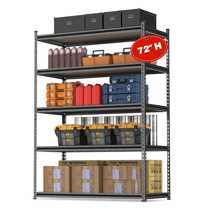 WORKPRO 5-Tier Adjustable Metal Shelving, 36”Wx18”Dx72”H,4000LBS Capacity - color: Black, size: 36"W x 18"D x 72"H
