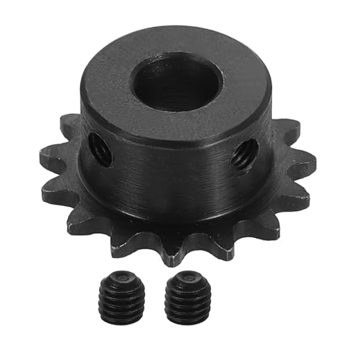 uxcell #25 Chain Roller Sprocket 7mm Bore 33.5mm OD, 15 Tooth C45 Carbon Steel ANSI #25 Roller Sprocket Round Hole with Set Screws for ISO 04C Chain, Black - size: 7mm Bore 33.5mm OD, 15 Tooth