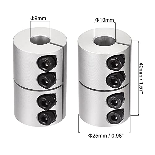 uxcell 2pcs 9mm to 10mm Shaft Coupling 25mmx40mm Coupler Aluminum Alloy Joint Motor for 3D Printer CNC Machine DIY Encoder - size: 10mm x 9mm