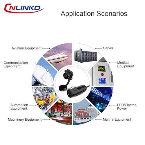 CNLINKO M12 4Pin Waterproof Connector, PBT Plastic DC 12V Cable Panel Mount, Male Female Plug Mount for Medical (4 Pin) - size: 4-Pin, style: Plug without Cable