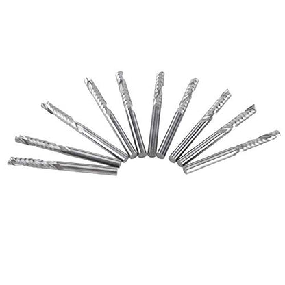 Fdit 10pcs Tungsten Carbide Spiral End Mills Single Flute Milling Cutter CNC Router Bits 4mm Shank Accessories Tools