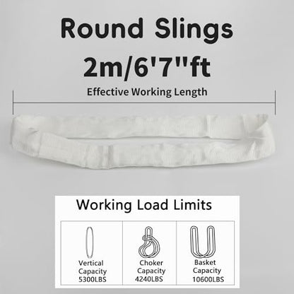 Spanset Aerial Hoop Lyra Rigging Polyester Round Slings Strap for Aerial Silk Yoga hammock Hanging, 5,300 lb. Vertical Capacity, 10,600 lbs Basket - Heavy Duty Poly Lifting Sling (White, 6'7" ft) - color: White, size: 6'7" ft