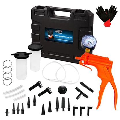 One-Man Brake Bleeding Kit with Hand Vacuum Pump, Dial Gauge and Adapters