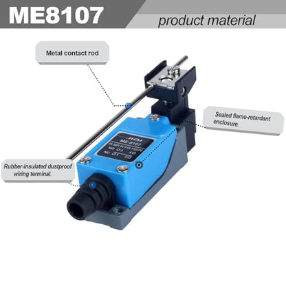 Momentary Limit Switch Travel Switch, Side-Rotating Adjustable Rod, NO and NC Self-Resetting Momentary Switch (4pcs) - style: ME-8107