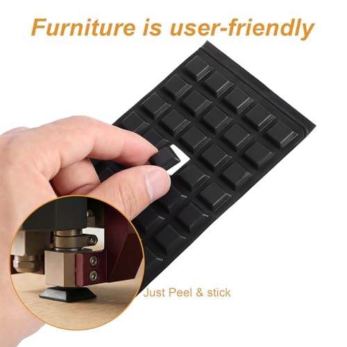 40 PCS Black Rubber Bumpers Self Adhesive, 0.5" Rubbers Pads Cabinet Door Bumpers Large Self Stick on Rubber Feet for Electronics, Speakers, Furnitures, Appliances, Audio Equipment, Laptop - Square