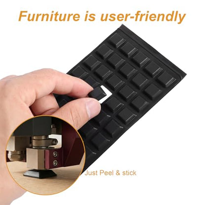 40 PCS Black Rubber Bumpers Self Adhesive, 0.5" Rubbers Pads Cabinet Door Bumpers Large Self Stick on Rubber Feet for Electronics, Speakers, Furnitures, Appliances, Audio Equipment, Laptop - Square