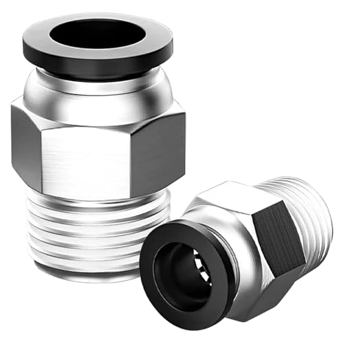 Pneumatic Black Push Connect Fittings 3/8 Inch Tube OD x 1/8 Inch NPT Air Push Connect Tools Pneumatic Hose Fittings(Pack of 10) - size: 3/8"OD x 1/8"NPT