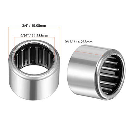 uxcell SCE99 Needle Roller Bearings, Drawn Cup Open End, 9/16" Bore 3/4" OD 9/16" Width 5pcs - size: 9/16x3/4x9/16"