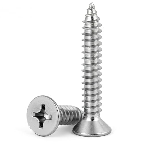 #4 x 1-3/8" (M3x35mm) 304 Stainless Steel Flat Head Wood Screws, 80pcs - size: #4 x 1-3/8''-100pcs