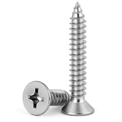 #4 x 1-3/8" (M3x35mm) 304 Stainless Steel Flat Head Wood Screws, 80pcs - size: #4 x 1-3/8''-100pcs