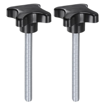 HARFINGTON 2pcs Star Knobs M10 x 90mm Male Thread Plastic 4-Star Stud Knob Hand Tightening Clamping Screw Replacement Threaded Handle, Black - size: M10 x 90mm