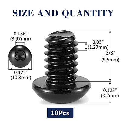 1/4-20 x 3/8" Button Head Socket Cap Bolts Screws, 10Pcs 304 Stainless Steel 18-8, Allen Hex Drive, Black Oxide by SG TZH(with Hex Spanner) - size: 1/4-20 x 3/8"