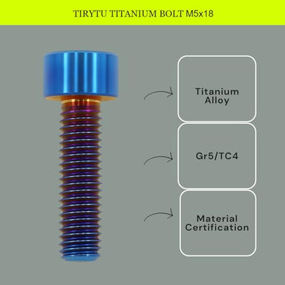 M5x18 Titanium Bolts Socket Head Cap Screw, Burnt Blue, 4PC - color: Burnt Blue, size: M5X18