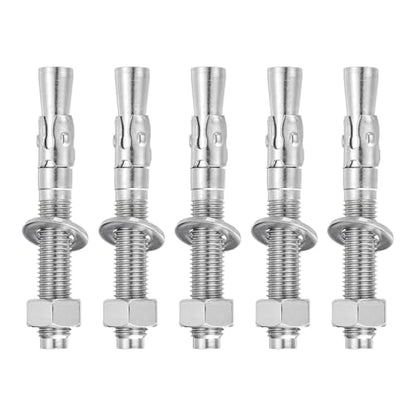 MECCANIXITY 5 Pcs Wedge Anchors, 5/8" x 5" Stainless Steel Concrete Anchors Bolts, Heavy Duty Standard Fastener for Cement Wall Base Bracket (Include Washers Nuts, Silver Tone) - size: 5/8" x 5"